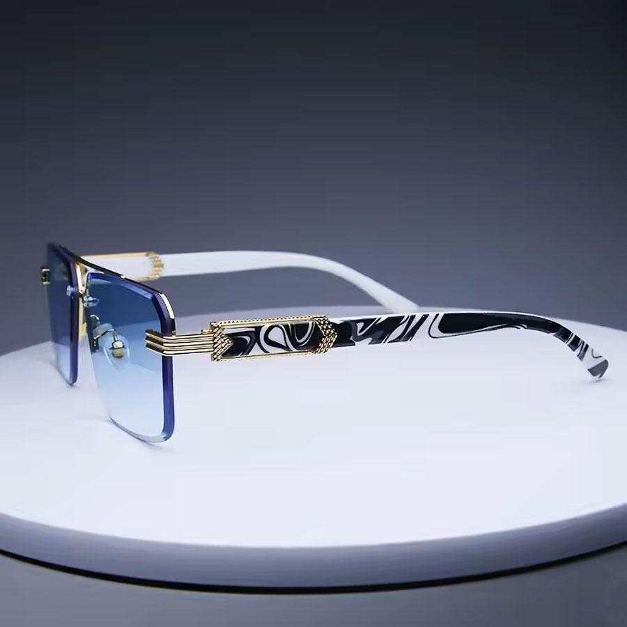 Vintage Square Sunglasses Men Fashion Double Bridge Gradient Shades Women Trendy Brand Luxury Design Sun Glasses