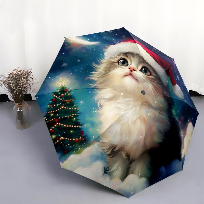 Persian Cat pattern, automatic folding umbrella, portable and foldable design, 8 ribs, a Christmas or birthday gift.