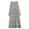 Striped Printed Round Neck Long Sleeved Dress
