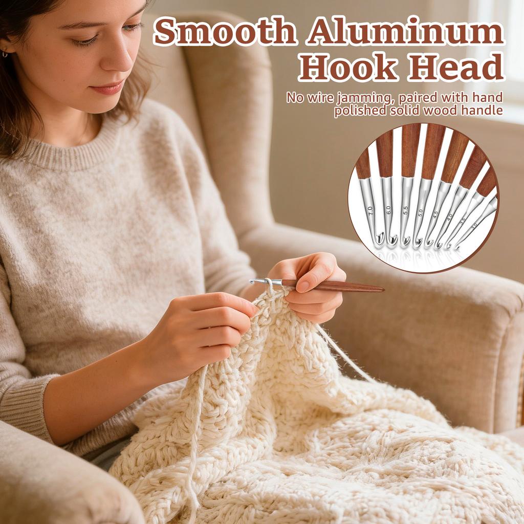 8Pcs Crochet Hook Set Aluminum Crochet Needles Kit DIY Sewing Weaving Tools Yarn Knitting Needles Set Crochet Hooks for Beginner