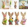Easter Bunny Figurine Easter Gift Cute Ornament for Yard Cabinet Living Room