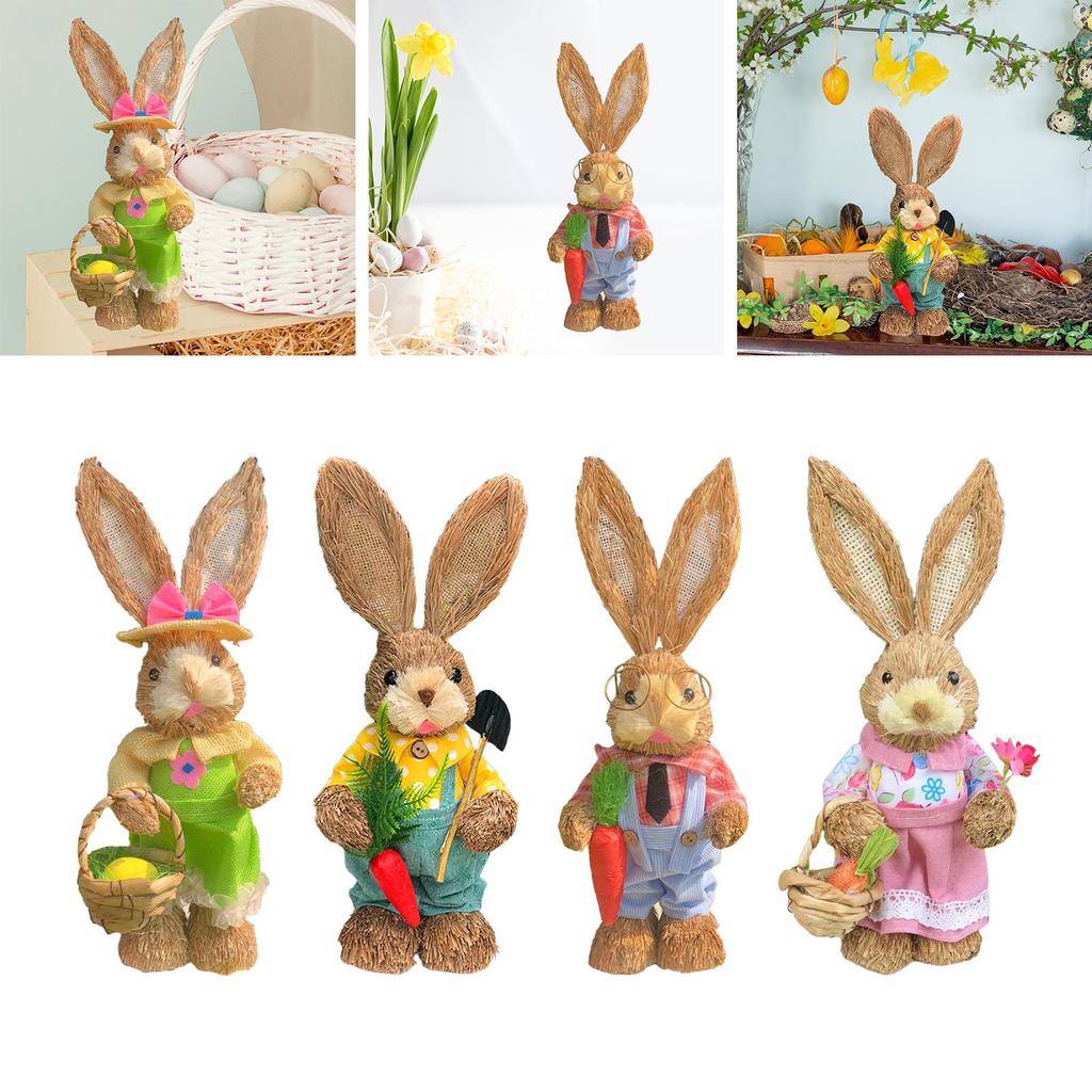Easter Bunny Figurine Easter Gift Cute Ornament for Yard Cabinet Living Room