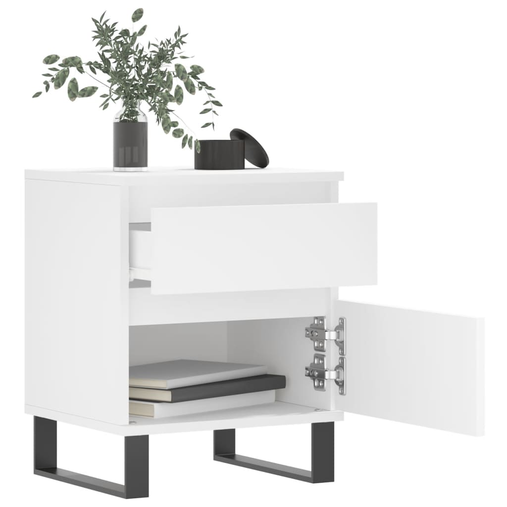 Nightstand White 40 X 35 X 50 Cm Particleboard