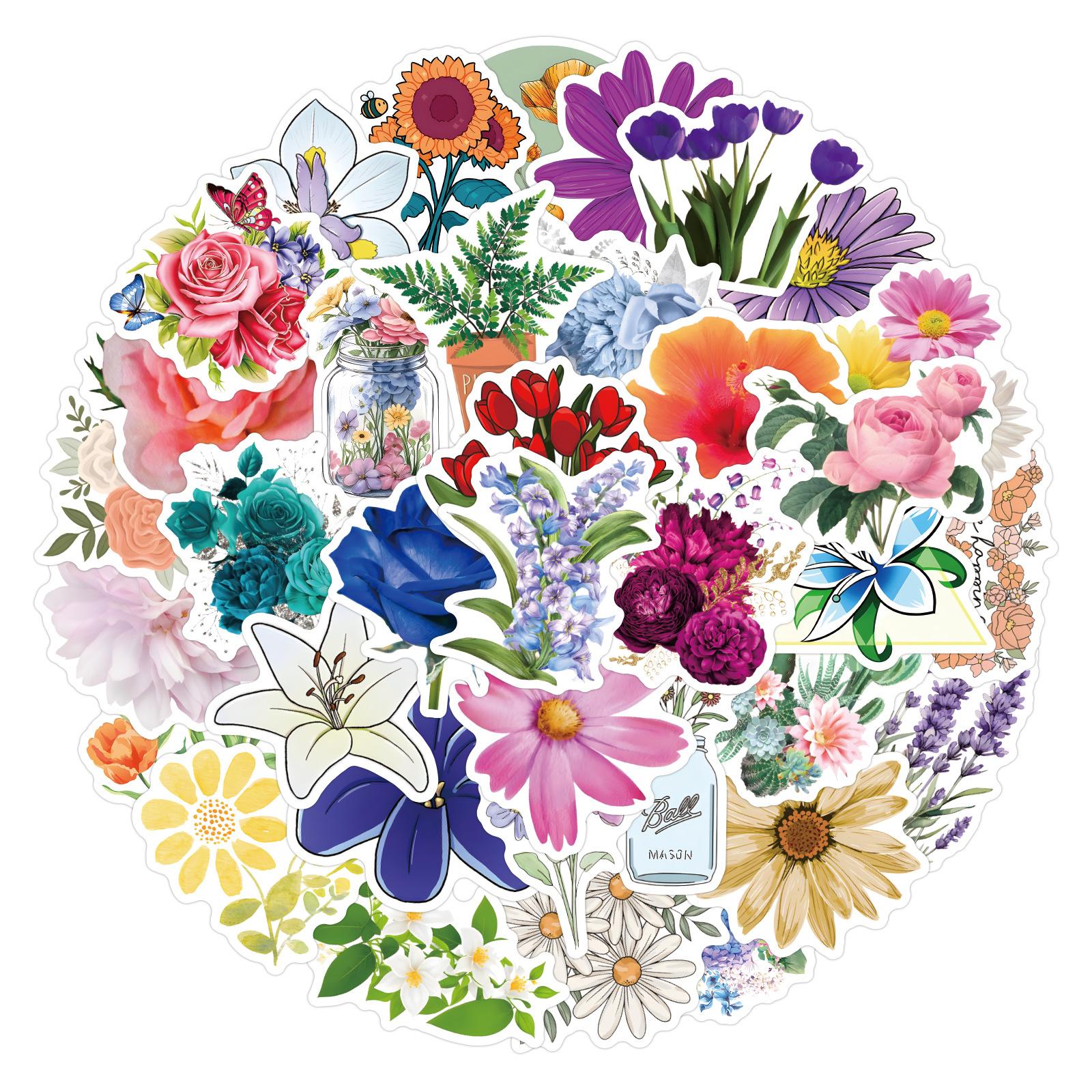 

50 Новых Стилей Цветочные Дудл Наклейки Декоративные Блокнот Гитара Чемодан Водонепроницаемые Наклейки