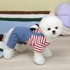 Pet Clothing Small Dog Teddy Pomeranian Dog Clothes Cat Autumn and Winter Warm and Comfortable 25 Denim Four-leg Cotton Coat