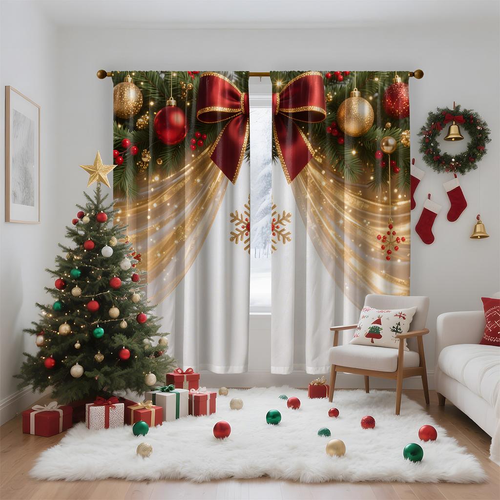 Plain Weave Digital Printing Christmas Curtains Blackout European And American Christmas Decorations