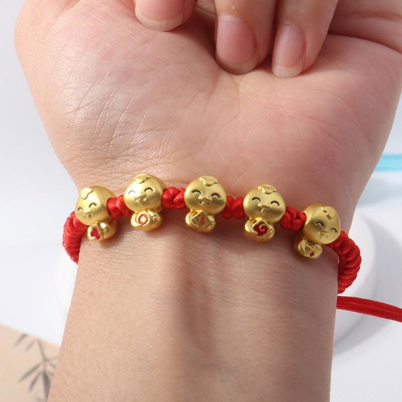 Woven Bracelet Zinc Alloy 10-25cm Snake Charm Redness String Adjustable for Good Luck and Happiness 2025 New Year Gift