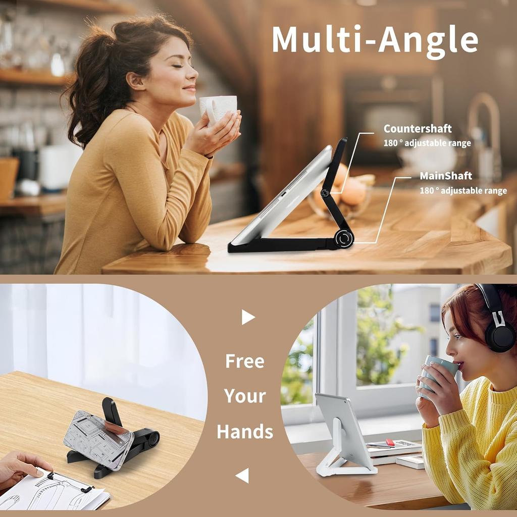 Universal Foldable Phone & Tablet Stand - Ultra Portable Adjustable Holder for All Smartphones, E-Readers up to 10.2 Inches