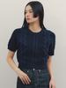 G And Gb Cable Short Sleeve Knit_Navy