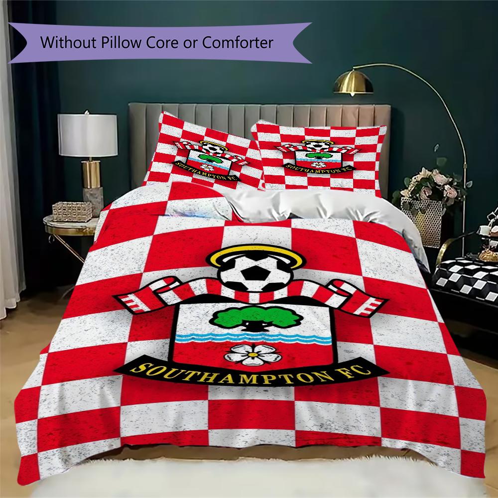 Southampton FC Pattern Bedding uilt Set uilt Cover Pillowcase Home Decoration Birthday Gift (1 * duvet cover + 2 * pillowcase without core)
