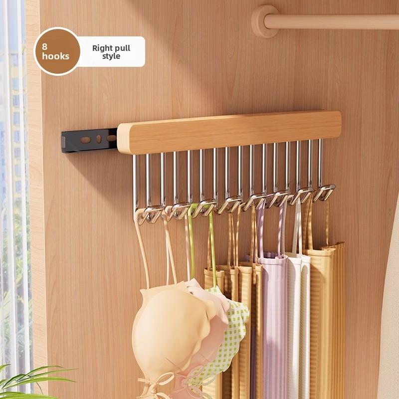 Выдвижная раздвижная вешалка для органайзера в шкаф для ремней галстуков маек шарфов для шкафа-гардероба органайзеры и системы хранения для шкафа 8 hook Pull right 1pc коричневый 840₽