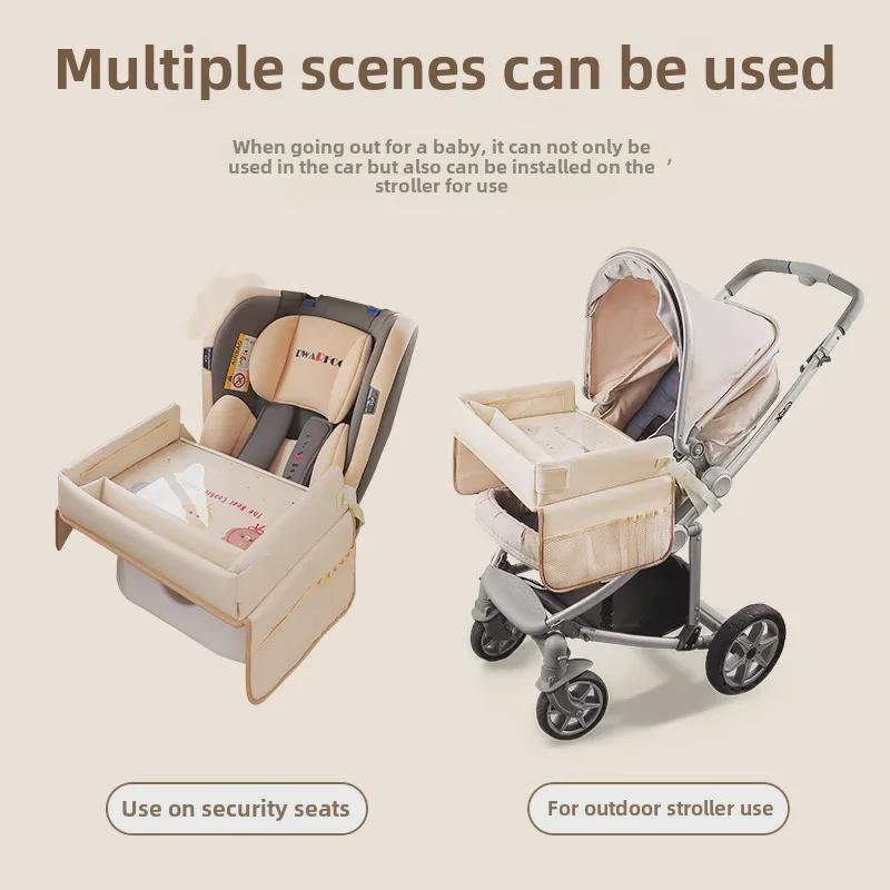 Tavă multifuncțională pentru scaun auto: Design de desene animate impermeabil pentru luat masa și depozitare
