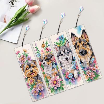4 ks DIY diamantové malování Záložka Diamantová záložka Umělecké projekty Diamantové umění Záložka Dárek pro milovníky knih Mozaikové umělecké potřeby