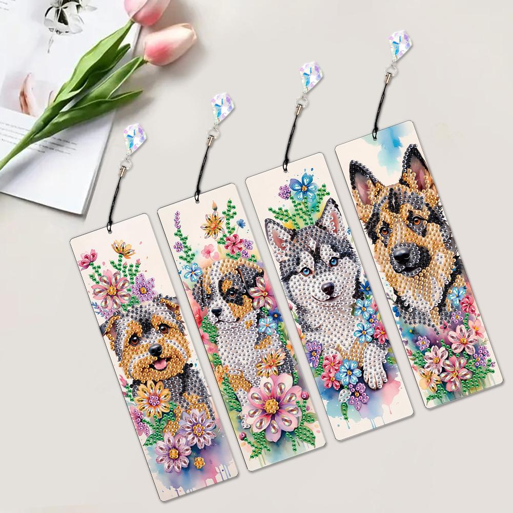 4Pcs DIY Diamond Painting Bookmark Diamond Bookmark Art Projects Diamond Art Bookmark Gift for Book Lovers Mosaic Art Supplies