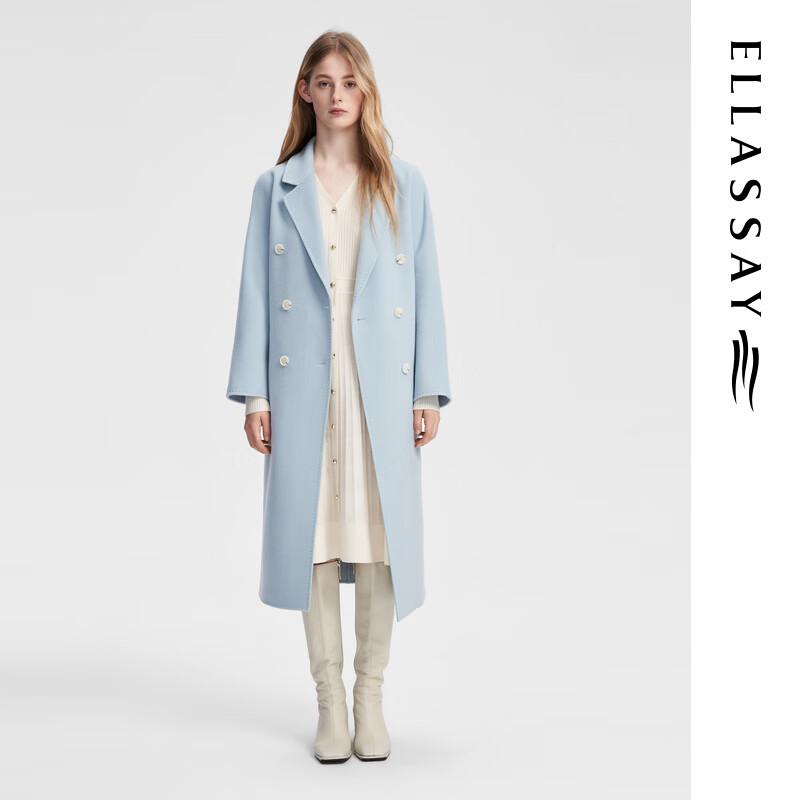 ELLASSAY Women's Merino Wool Double-breasted Lapel Coat EWB354D00300