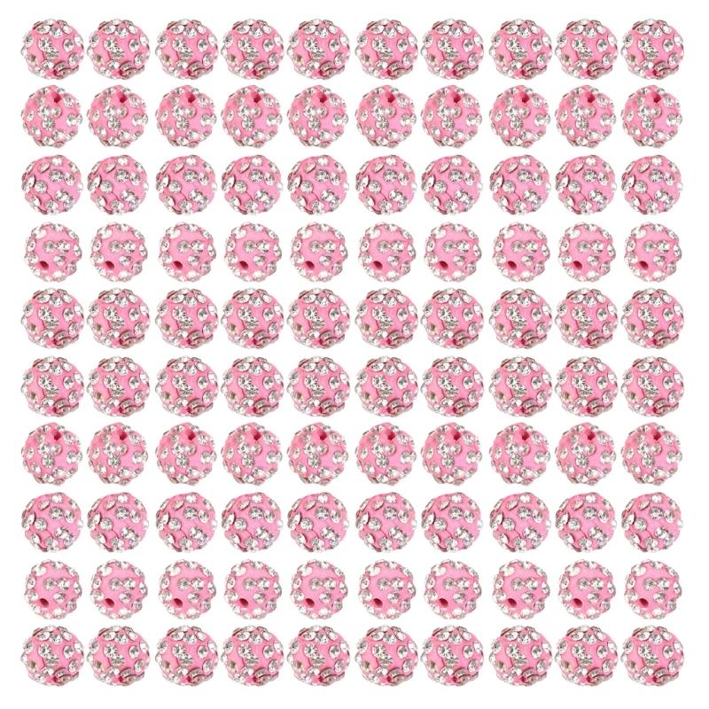 Set of 100 Assorted Color Craft Beads 10mm Disco Ball Clay Bead Jewelry Supplies