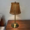 Vintage Rattan Table Lamp LED Dimmable 3 Color Temperatures Rechargeable Cordless Bedside Lamp for Bedroom Living Room