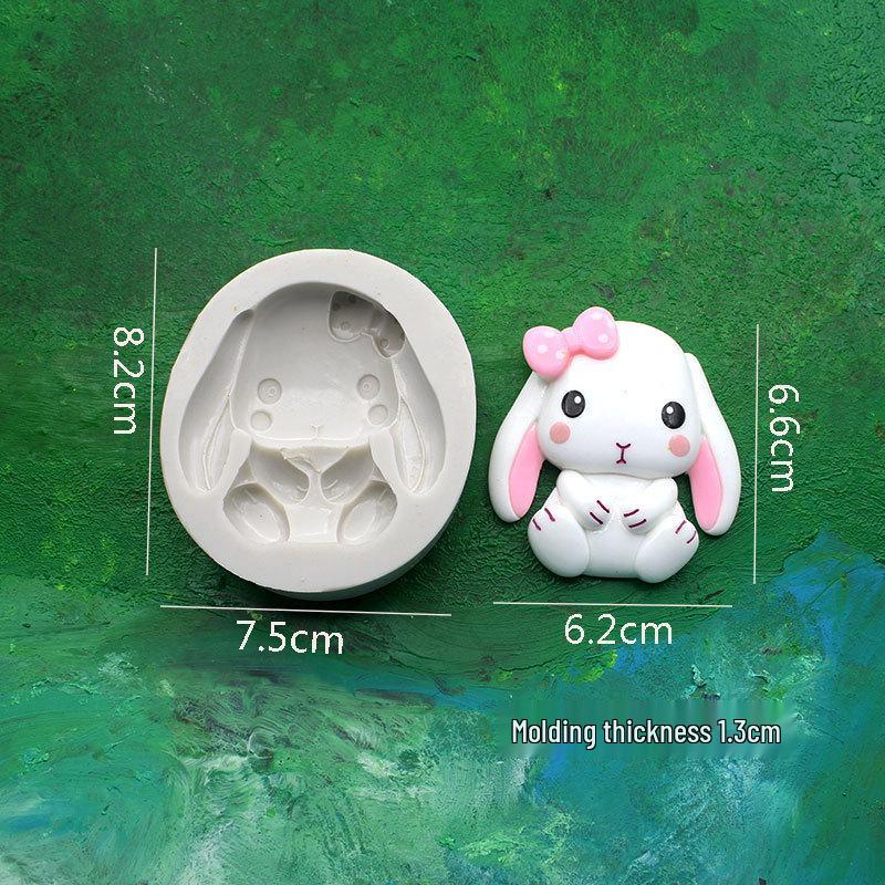 Silicone Molds: KT Cat & Little White Rabbit for Chocolate, Fondant, Cake, Resin DIY