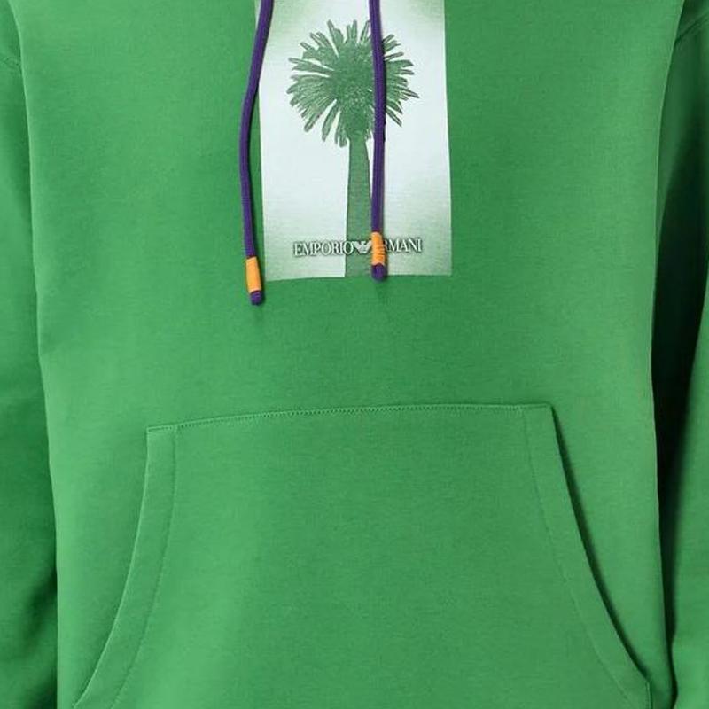 Emporio Armani SS23 Beach Hut Print Hoodie Men hoodies Green 3L1M7C-1JVHZ-0537