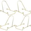 BANBERRY DESIGNS Adjustable Brass Easels - Set of 4 Sliding Wire Easels - Bowl, Plate & Plaque Displayers - 4 3/4" H X 3 1/2" W X 5 3/8" D.