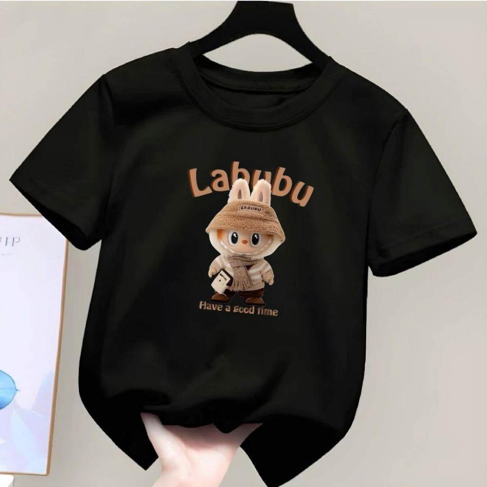 Cartoon Anime Labubu Printed T-shirt Women's Short-sleeved Loose Casual Top Couple Summer