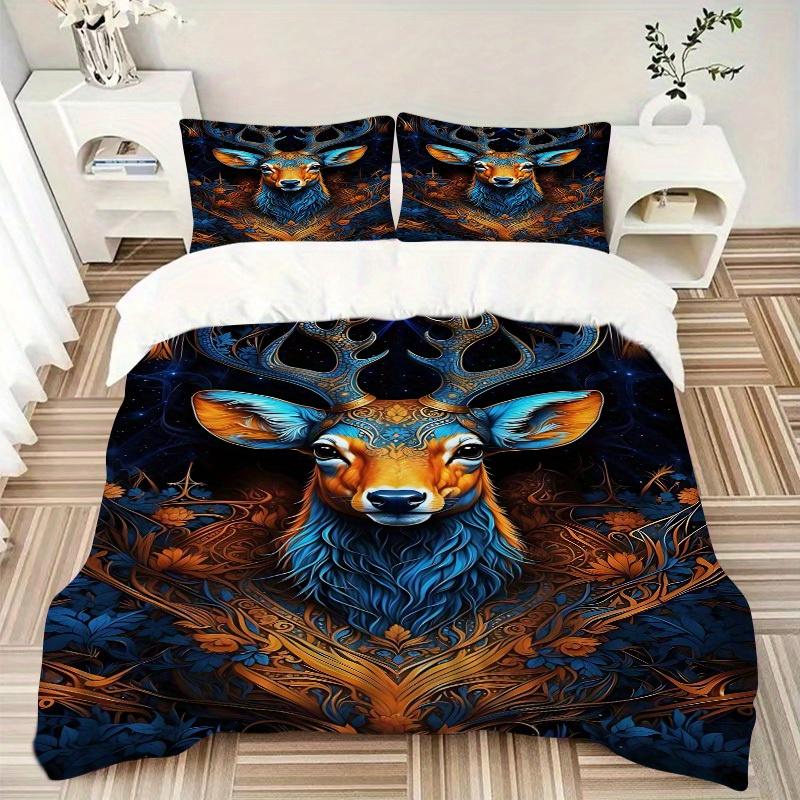 3pcs Fantasy Deer Soft Comfortable Bedding Set, For Bedroom, Guest Room And Dorm, All - Season Use, High-Definition Printing136
