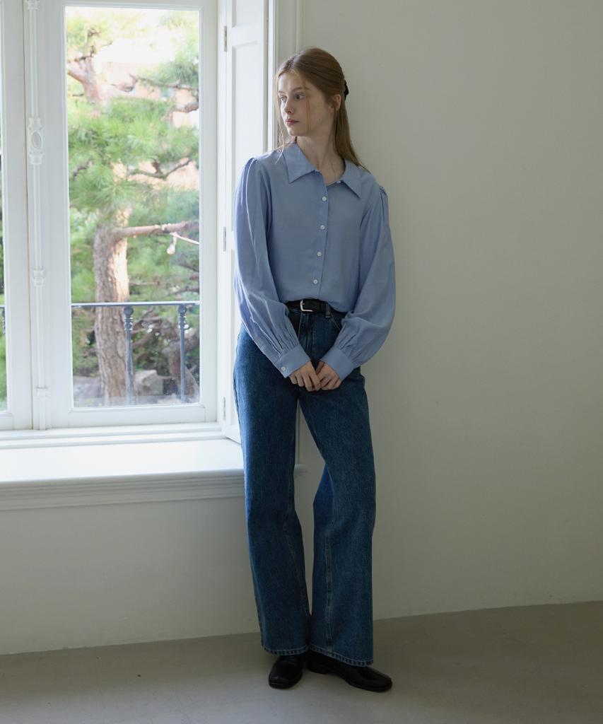 Edeuwodeubeollun Shirring Blouse - Sky Blue