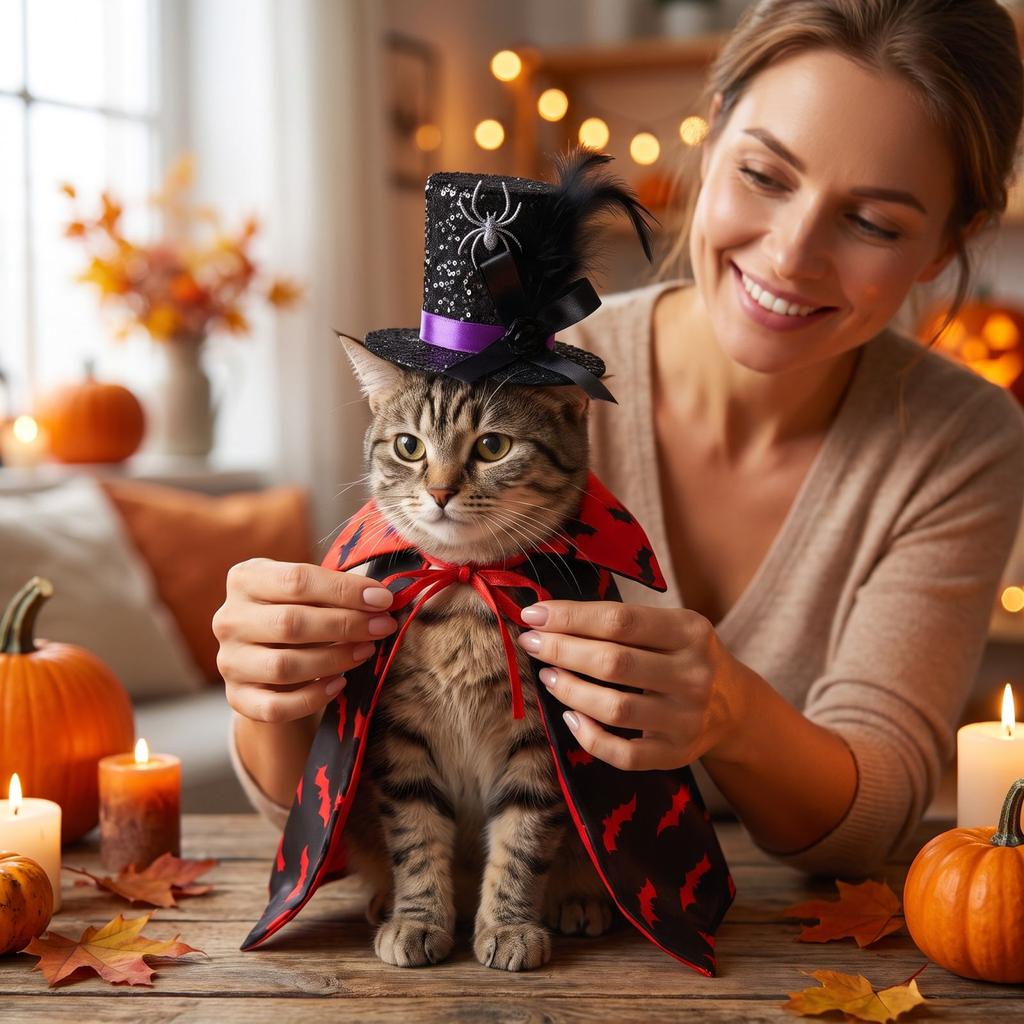 Pet Halloween Costume Decoration Set with Four Feathers for Cats and Dogs