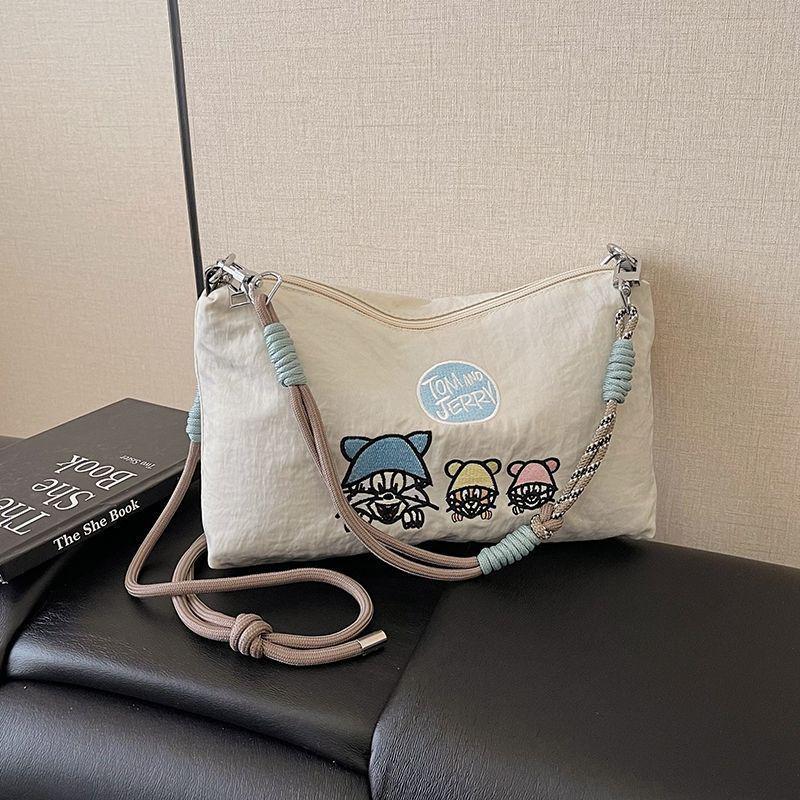 2025 Japanese Embroidery Canvas Crossbody Bag - Gao Yuanyuan Style, Cute Women’s Shoulder Handbag
