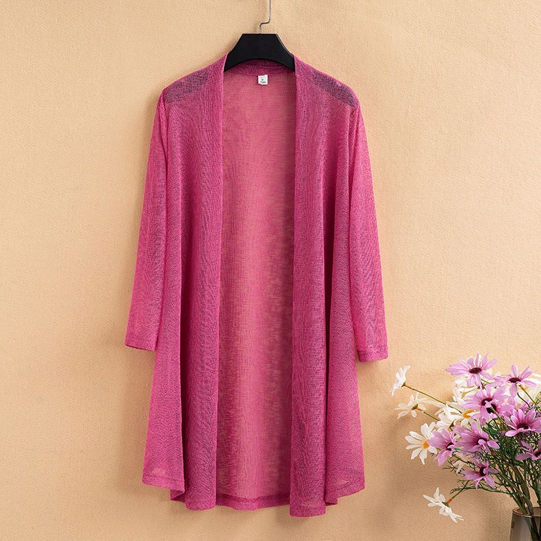 Sommer Neu Übergröße Strickjacke Damen Baumwolle und Leinen Strickpullover Klimaanlagenhemd Sonnenschutz Mittelang Dünne Jacke Schal