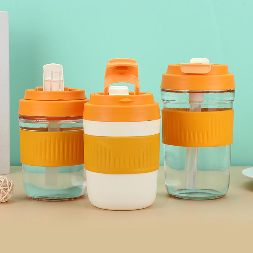 400ML/500ML Glass Water Bottle Transparent Milk Juice Cup Outdoor Portable Leakproof Drinkware Tea Water Glass Bottle Drinkware