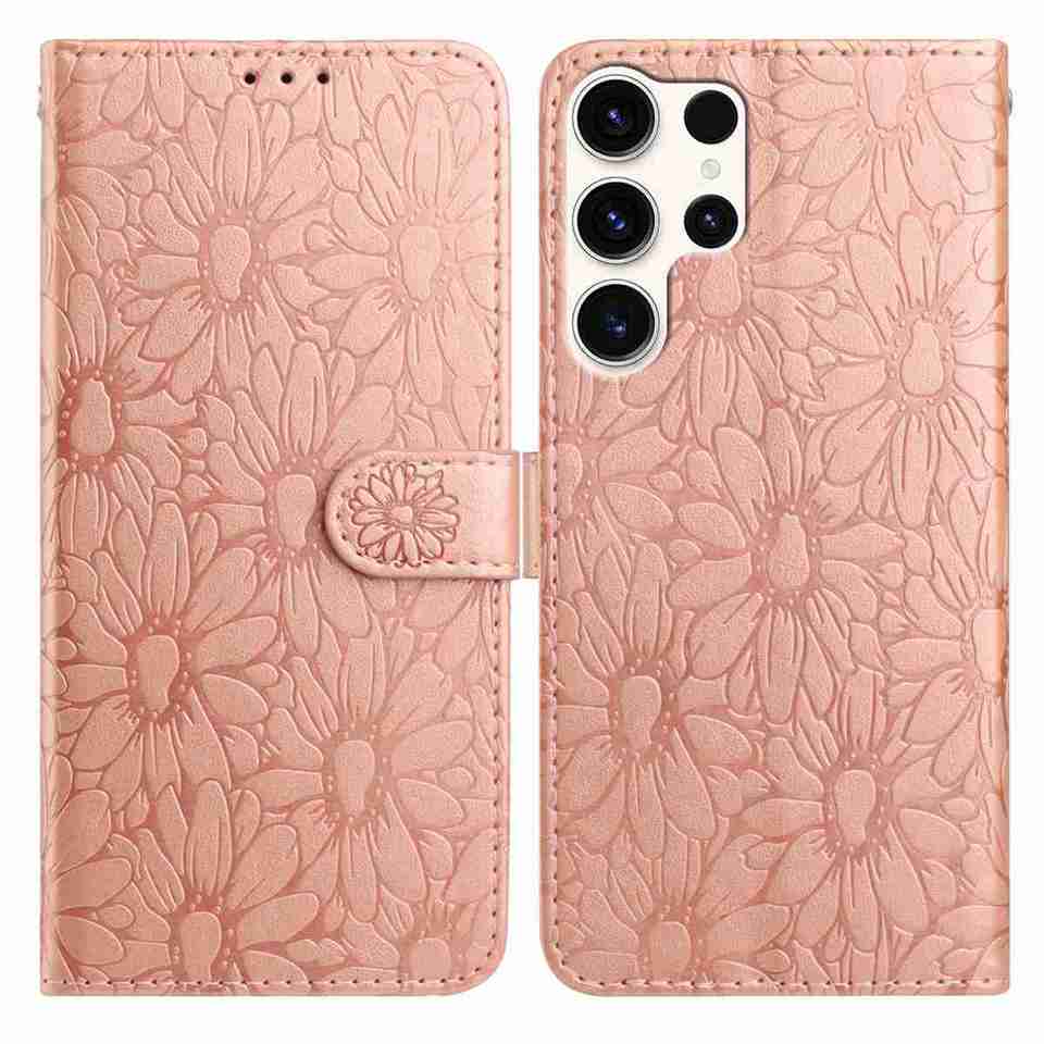 10barevné pouzdro na flip kartu s embosovanou sedmikráskou pro Samsung Galaxy A12 A15 A26 S20-S25...