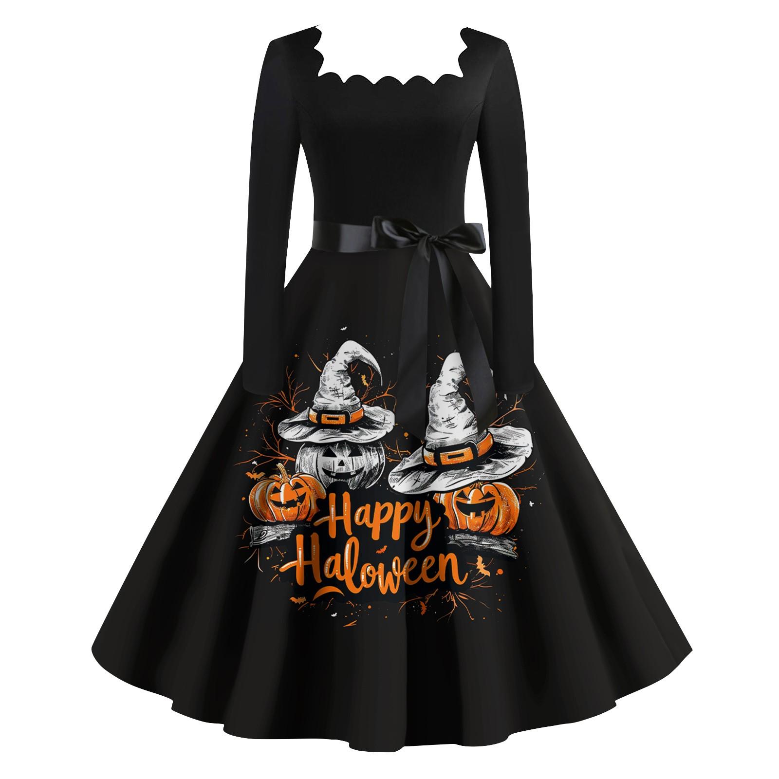 Женское повседневное модное платье в стиле ретро с квадратным вырезом и длинными рукавами — фото 10