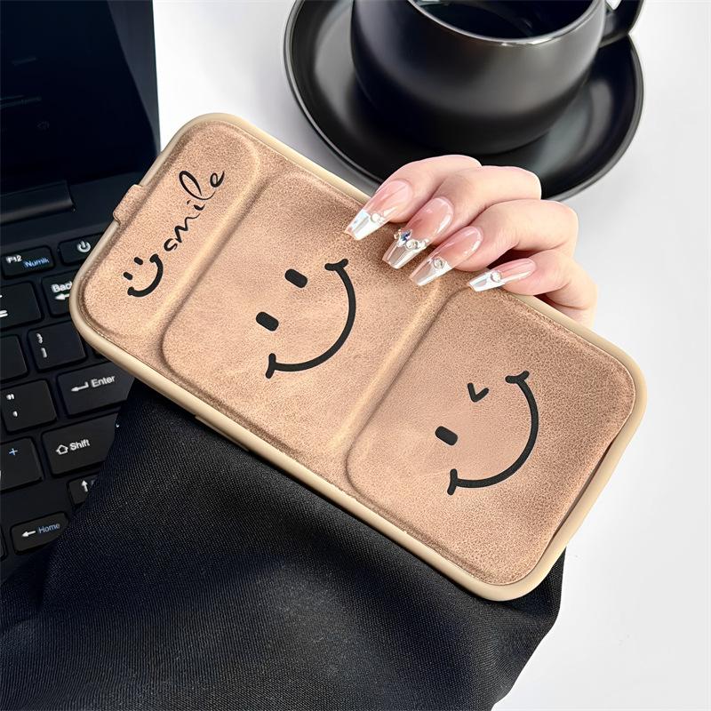 Flip Magnetic Holder Smiley Face for IPhone14/15pro for Apple 16 Mobile Phone Case 11 Creative 12pro New