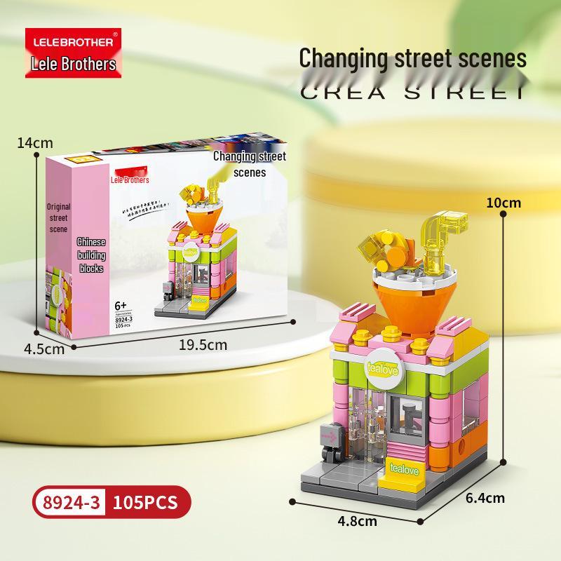 Lego-Compatible Street View Snack Street Mini City Building Toys for Kids - Creative Gifts for Boys & Girls