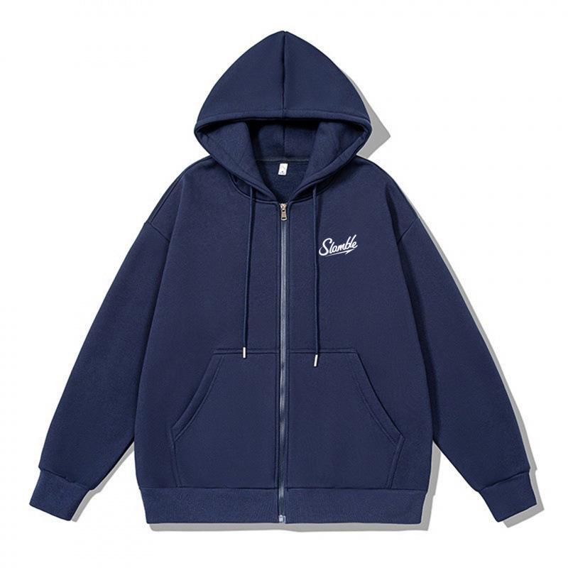 Unisex Slamble Print Loose Casual Zipper Hoodie