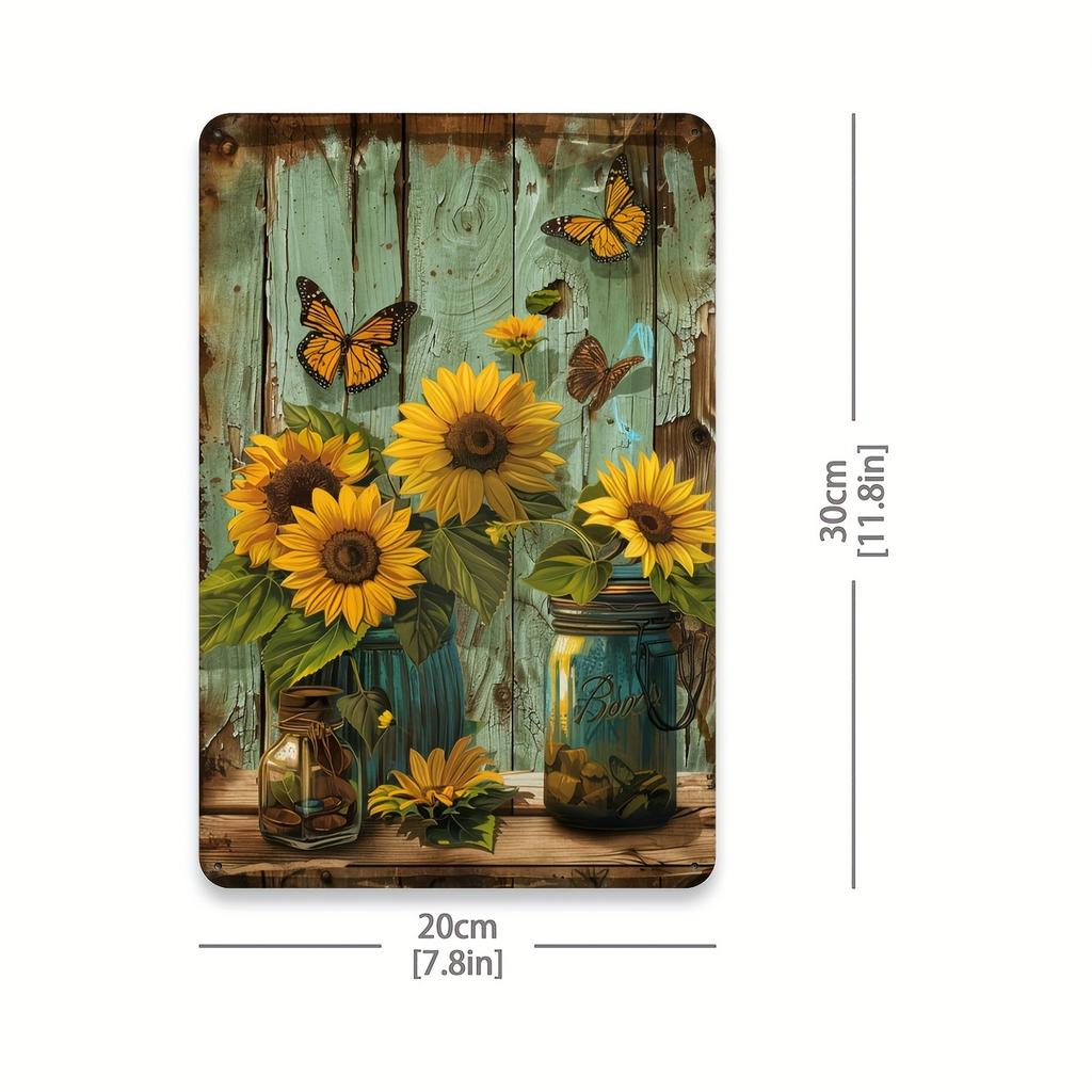 Creative Wonderful Sunflower Vintage Metal Tin Sign, Gym Cafe Garage Tin Painting, Restaurant Home Forest Garden Wall Indoor Out