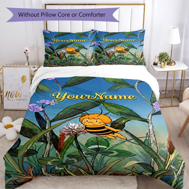 Biene Maja Customize Your Name Bedding Set Breathable Duvet Cover with Pillowcases Home Decoration Birthday Gift