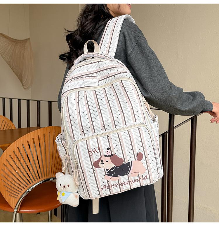 Schoolbag New Large Capacity Plaid Cute Backpack Youth Fashion Student School Bag Going Out Lightweight Cartoon Casual Backpack