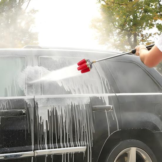 

Турбонасадка для мойки высокого давления 4-в-1 4000 фунтов на кв. дюйм, вращающаяся на 360 градусов, быстроразъемная турбонасадка для мойки высокого давления A чёрный