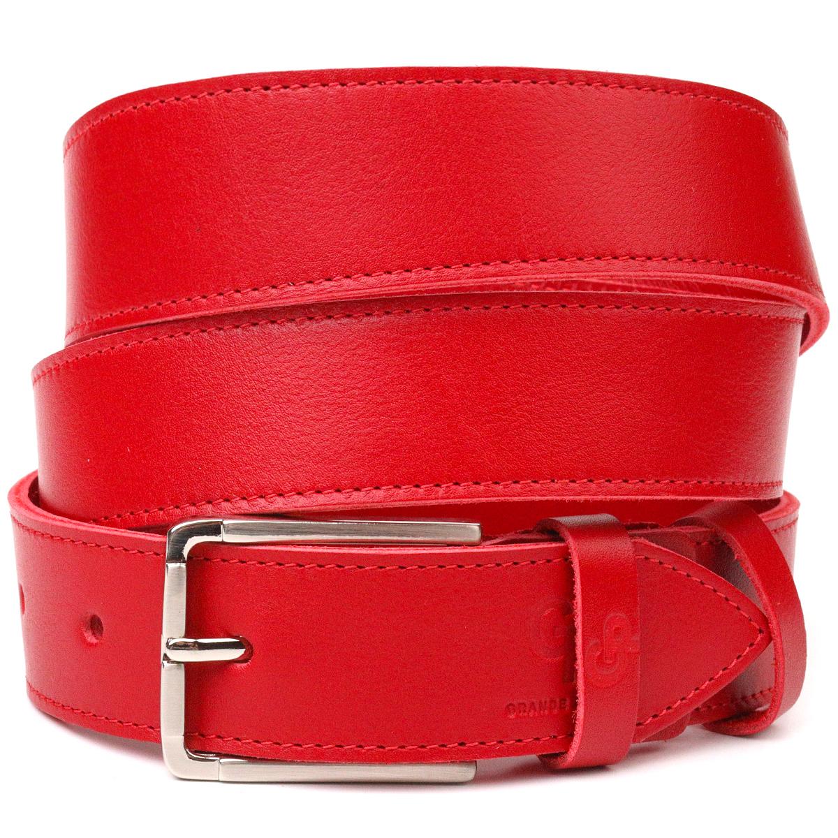 

Добротний жіночий ремінь під джинси з натуральної шкіри GRANDE PELLE Leather Belt 21455 Червоний