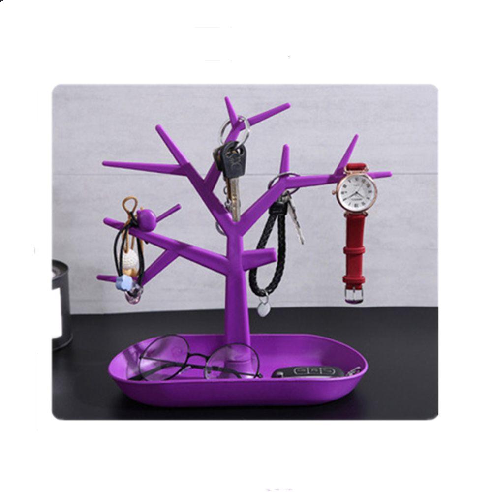 Home Creative Plastic Bird Tree Design Jewelry Rack Key Storage Rack Key Holder