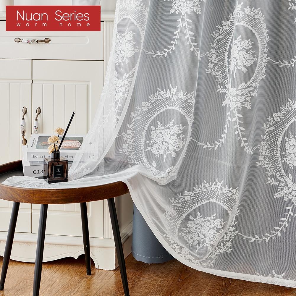 1PC Nuan Series 70-80% Blackout Dark Gray Blackout Curtains and Pure White Lace Sheer Double Layered Curtains for Living Room Bedroom Home Decoration