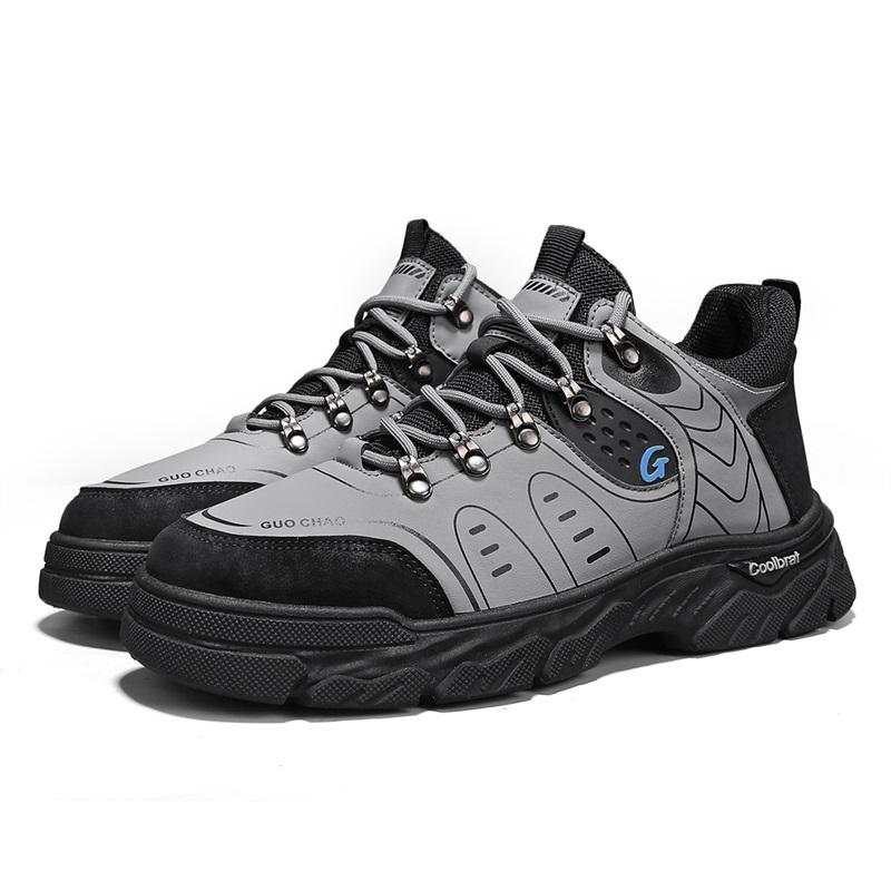 Fashion New Leather Sneakers Breathable Men Casual Shoes Comfortable Walking Shoes Non-Slip Outdoors Hiking Shoes Fashion Men's Shoes