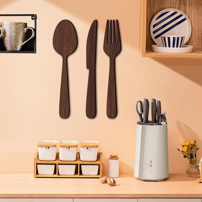 3 Stück/Set Holz Besteck Wanddekoration Heimküche Hintergrund Wandkunst 3D Cutter