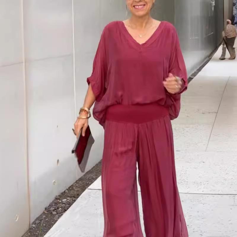 2024 Summer Women's Solid Color Chiffon Set - European & American Fashion