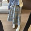 Herbst Damen Plaid Print Patchwork Schnürung Lose Casual Rock