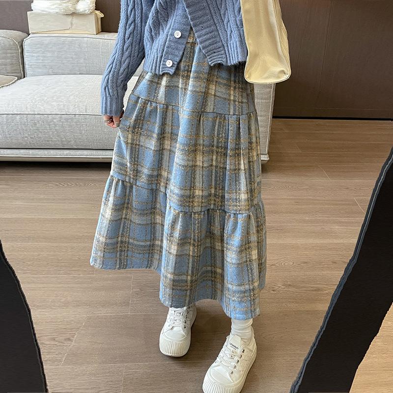Herbst Damen Plaid Print Patchwork Schnürung Lose Casual Rock