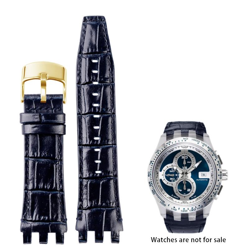 

For Swatch SVGK407 SVGK406 SVGK409 SVGK403 Cowhide Leather Watchband 22mm Watch Bracelet Strap Black Brown Blue White with Tools 22mm