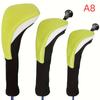 3Pcs Durable Golf Training Accessories Long-Necked Golf Club Head Covers Numbered Wooden Club Head Protector